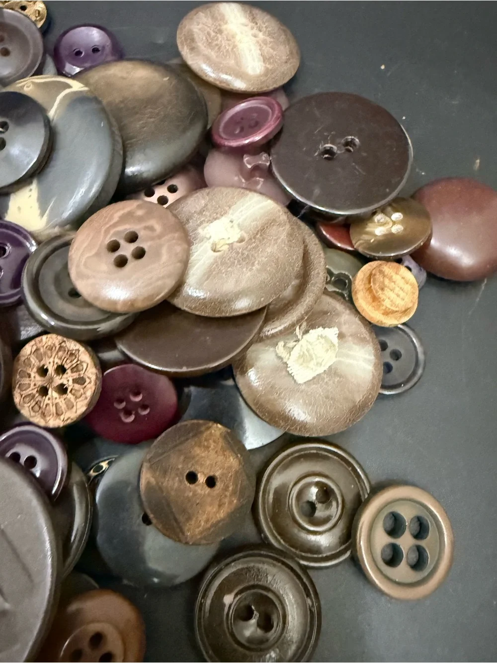 Vintage Mixed Assortment of Sewing Buttons Brown Tan Earth-toned Shades